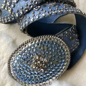 Kippys Blue leather Swarovski belt